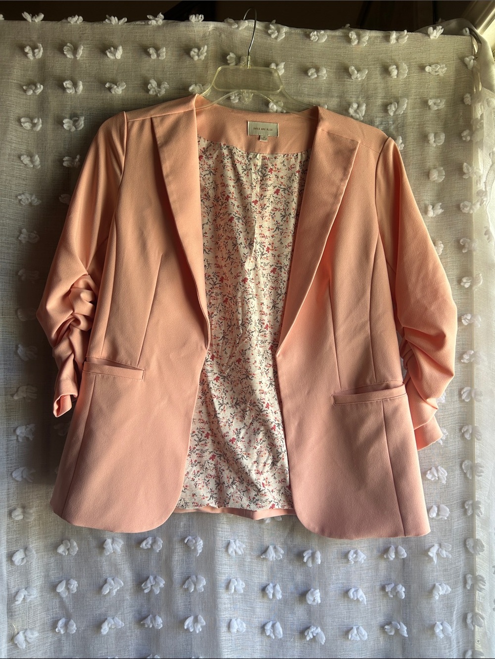 Skies Are Blue Peach-Pink Open Blazer
